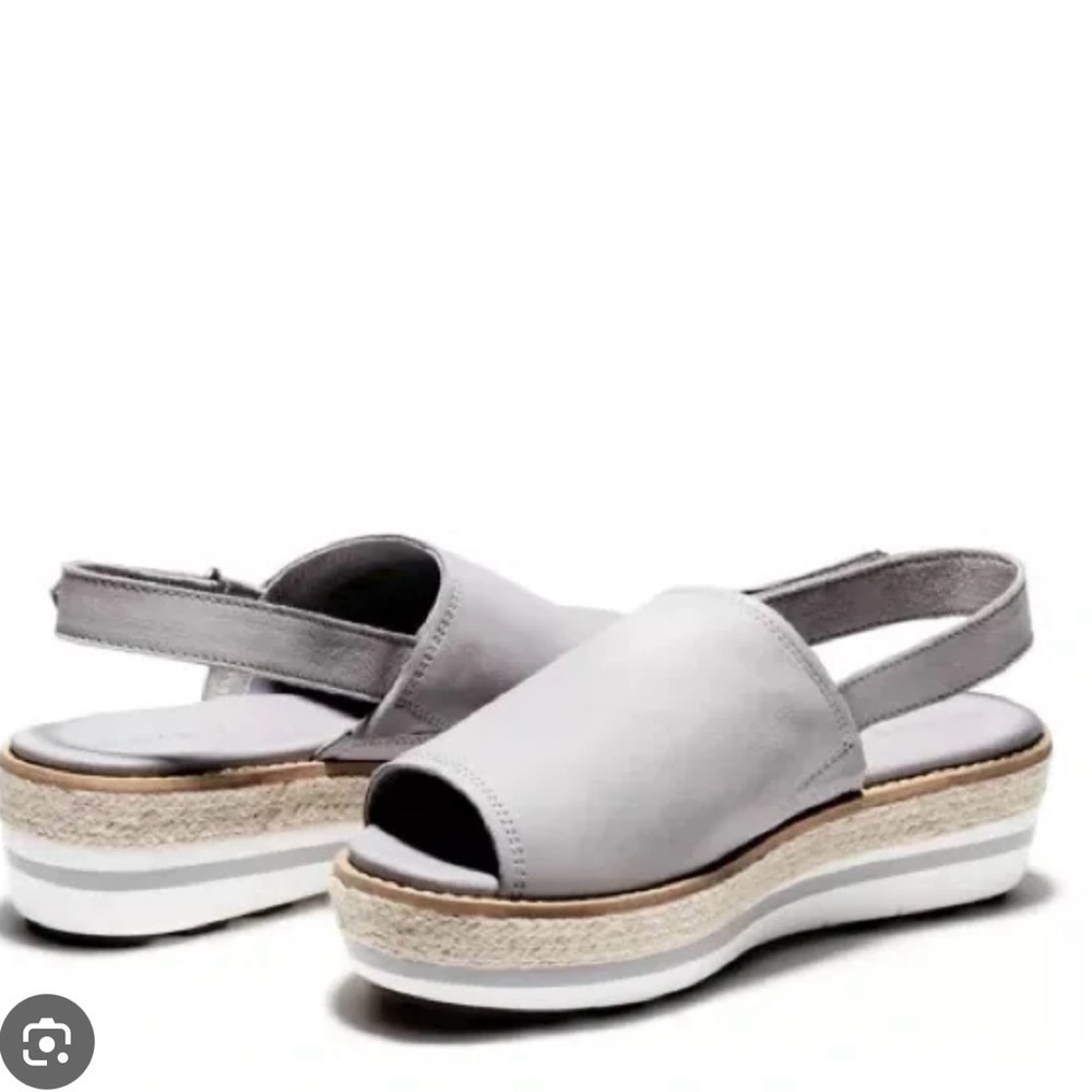 Timberland Gray Peep Toe Emerson Wedge Sandals SZ 11 NWOT